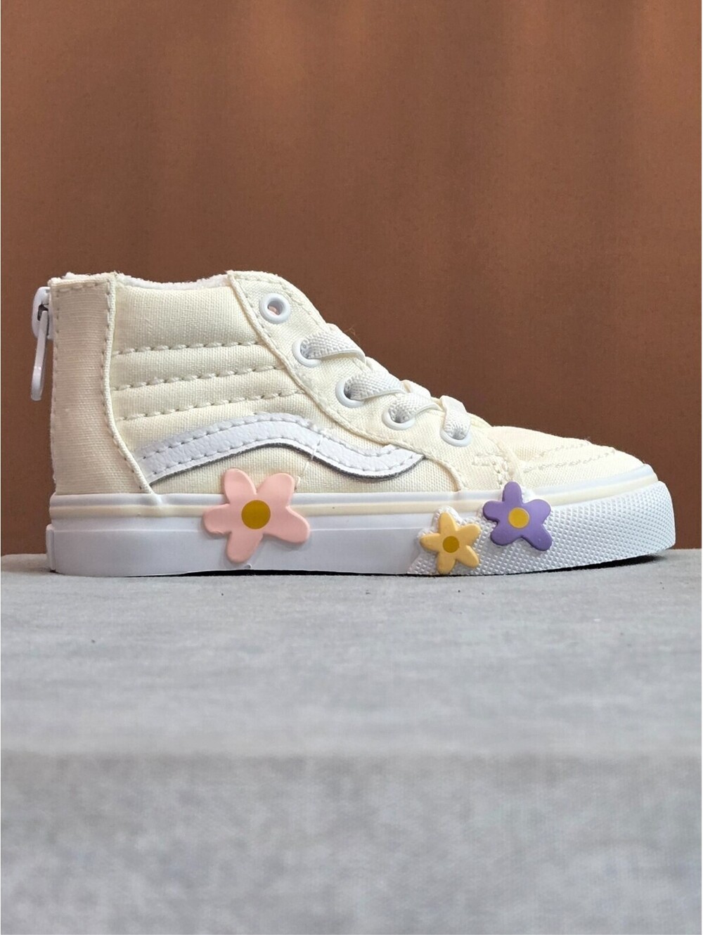 VANS SK8 High Zipper Flower - Egret (VN000CPUC9F) Kid's Size 5.5 BRAND NEW